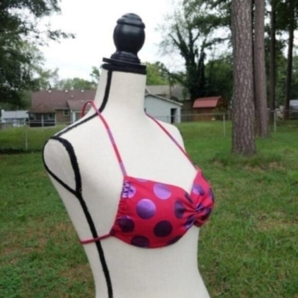 Victoria's Secret Red Purple Polka Dot Bikini XS - Picture 3 of 6
